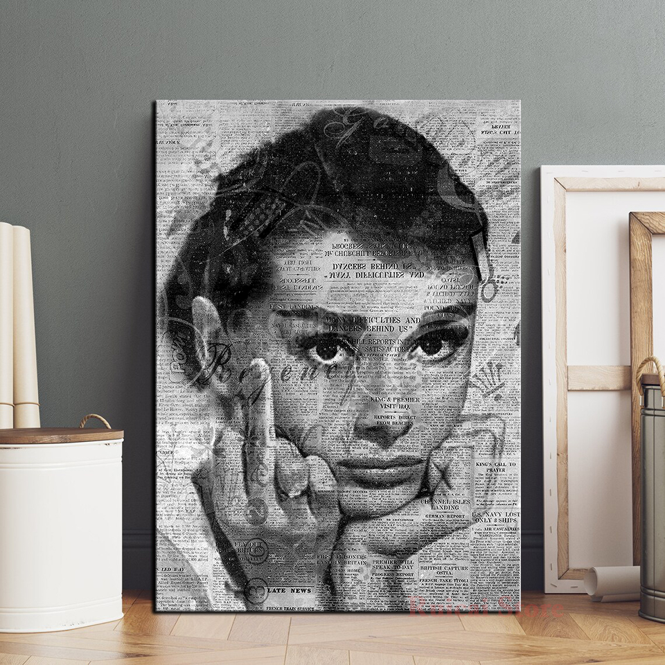 Vintage Fashion Prints For Wall - Audrey Hepburn Vintage Poster Fashion Art