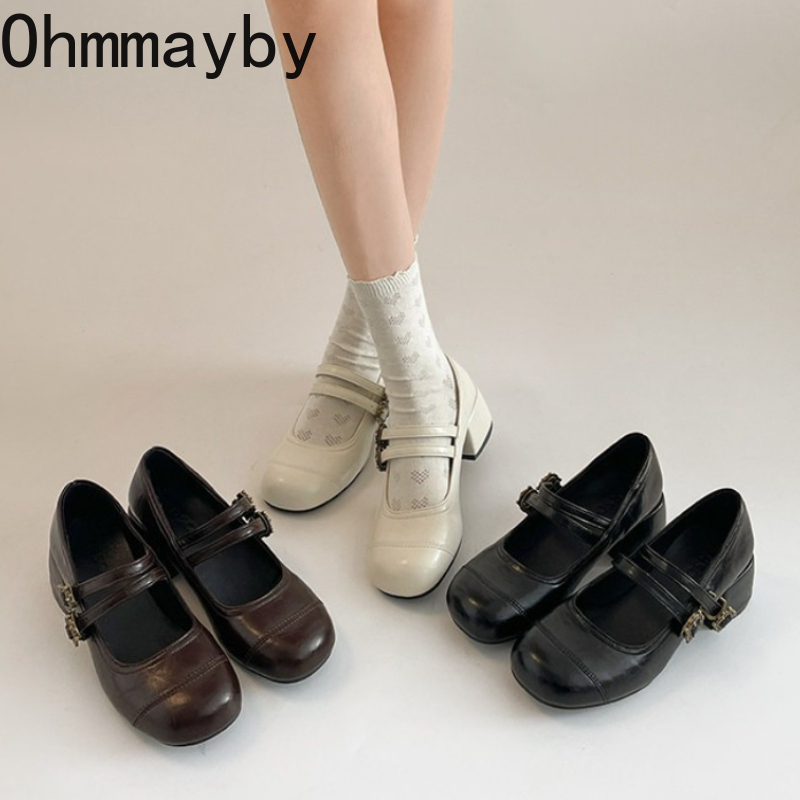 Vintage Fashion Prints - Vintage Thick Heel Women Mary Jane