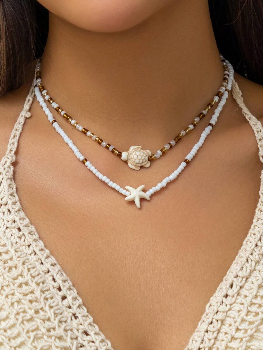 Vintage Fashion Jewelry - 2pcs Vintage Bohemian Style Starfish &
