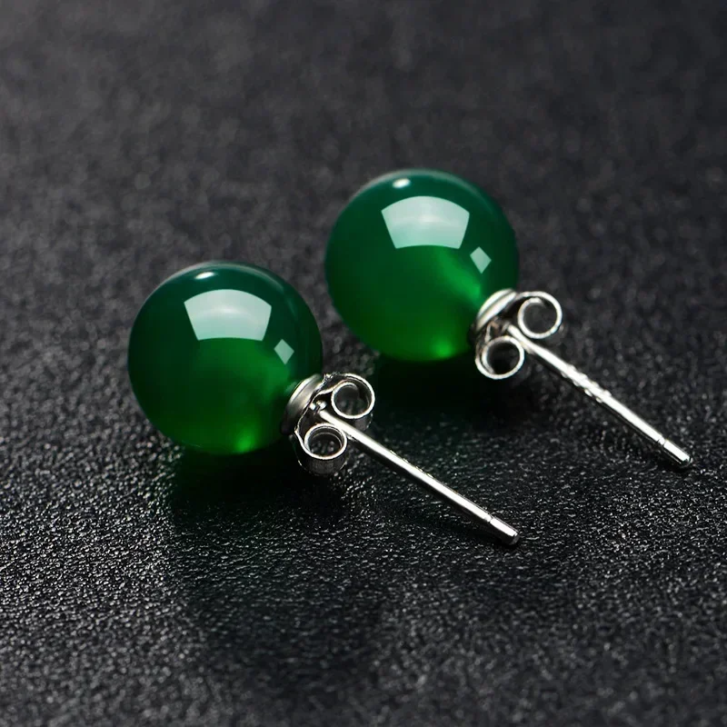 Vintage Fashion Earrings - Jade Bead Earrings Energy Stone Amulet