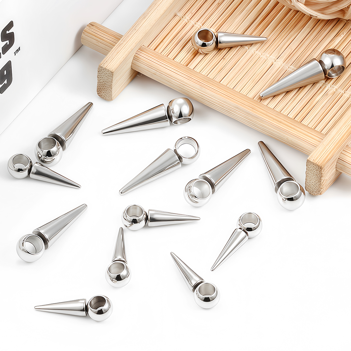 Vintage Fashion Earrings - 10pcs Retro Cone Charms Pendants Stainless