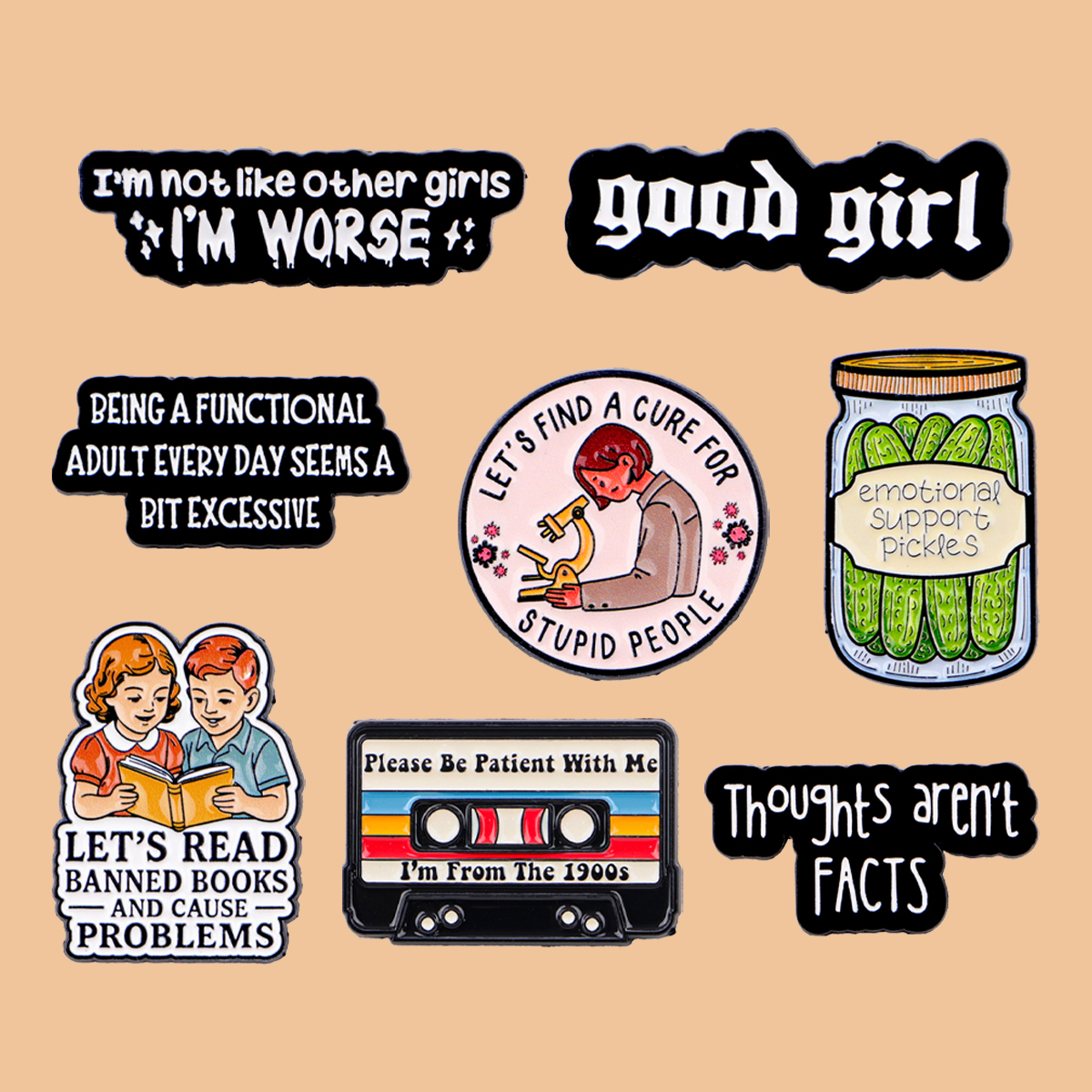 Vintage Fashion Quotes - “Good Girl” Quotes Enamel Pin Lapel