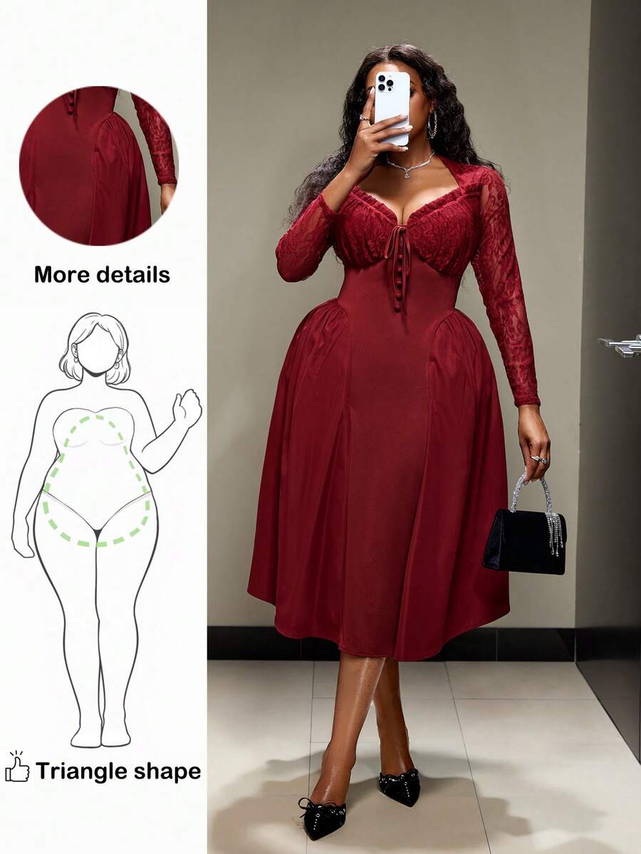Vintage Fashion Plus Size - Plus Size Women Elegant A-Line Dress