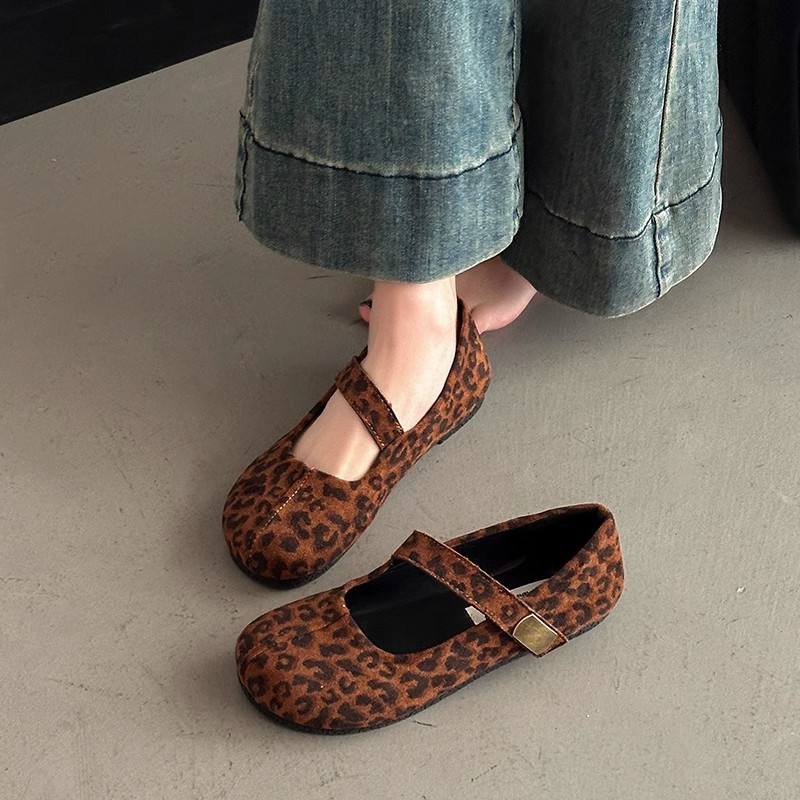 Vintage Fashion Prints - Vintage Leopard Print Suede Mary Jane