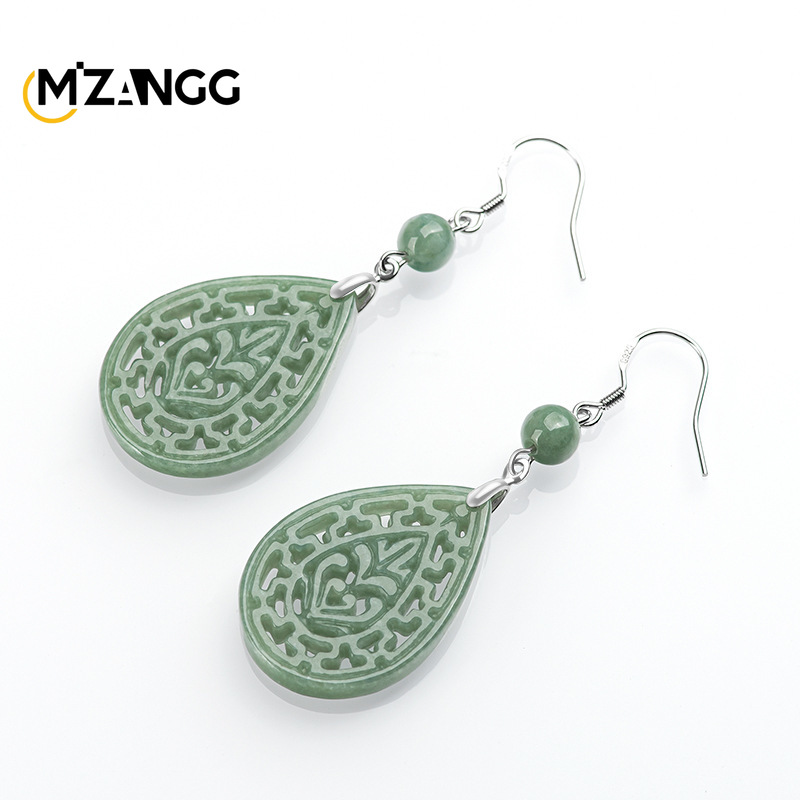 Natural Jadeite Vintage Hollow - Vintage Fashion Earrings ulasan dan harga