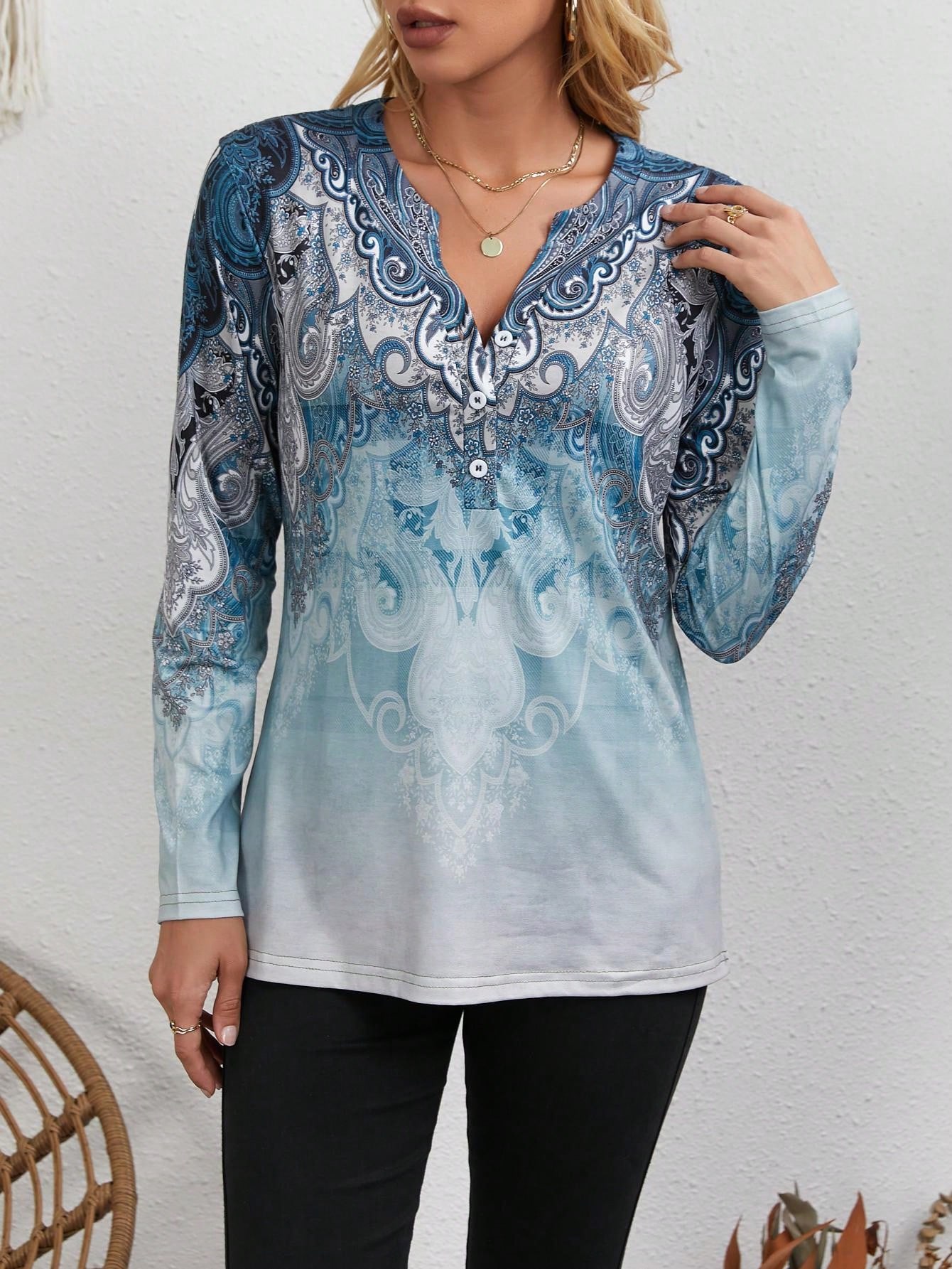 Women's Ethnic-Style Top: Vint - Vintage Fashion Prints ulasan dan harga