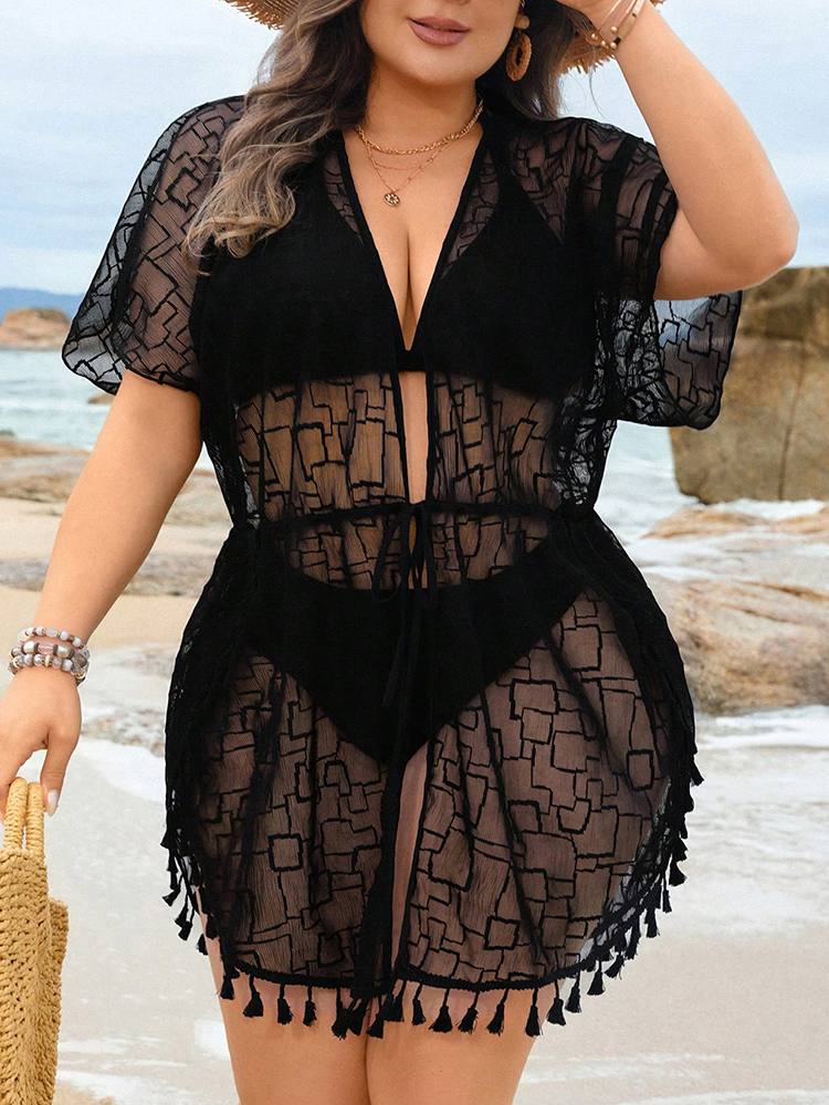 Plus Size Beach Women's Sheer  - Vintage Fashion Plus Size ulasan dan harga