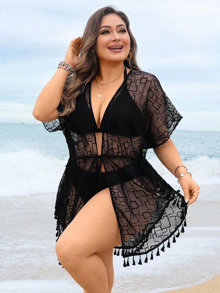 Plus Size Beach Women's Sheer  - Vintage Fashion Plus Size ulasan dan harga