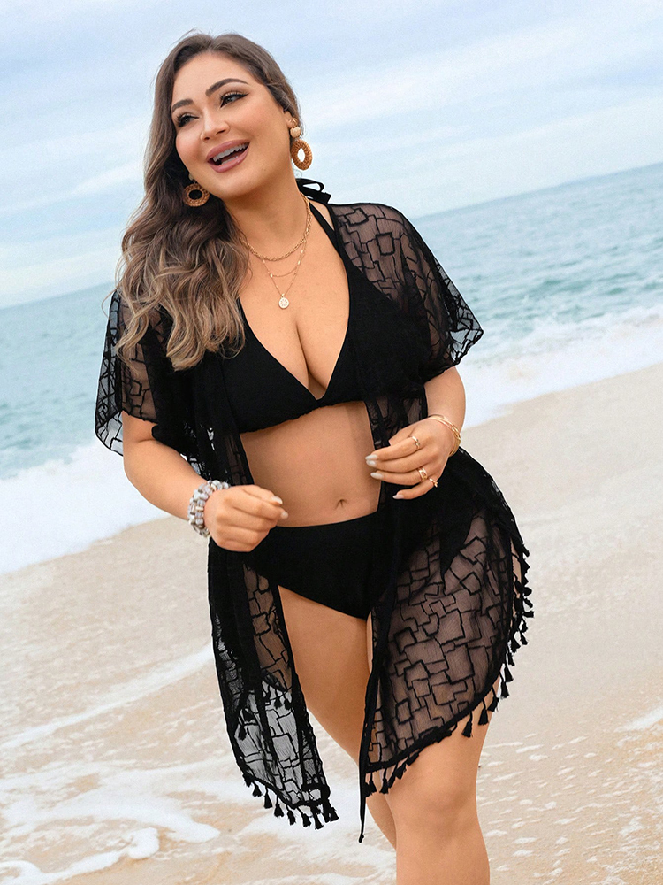 Plus Size Beach Women's Sheer  - Vintage Fashion Plus Size ulasan dan harga