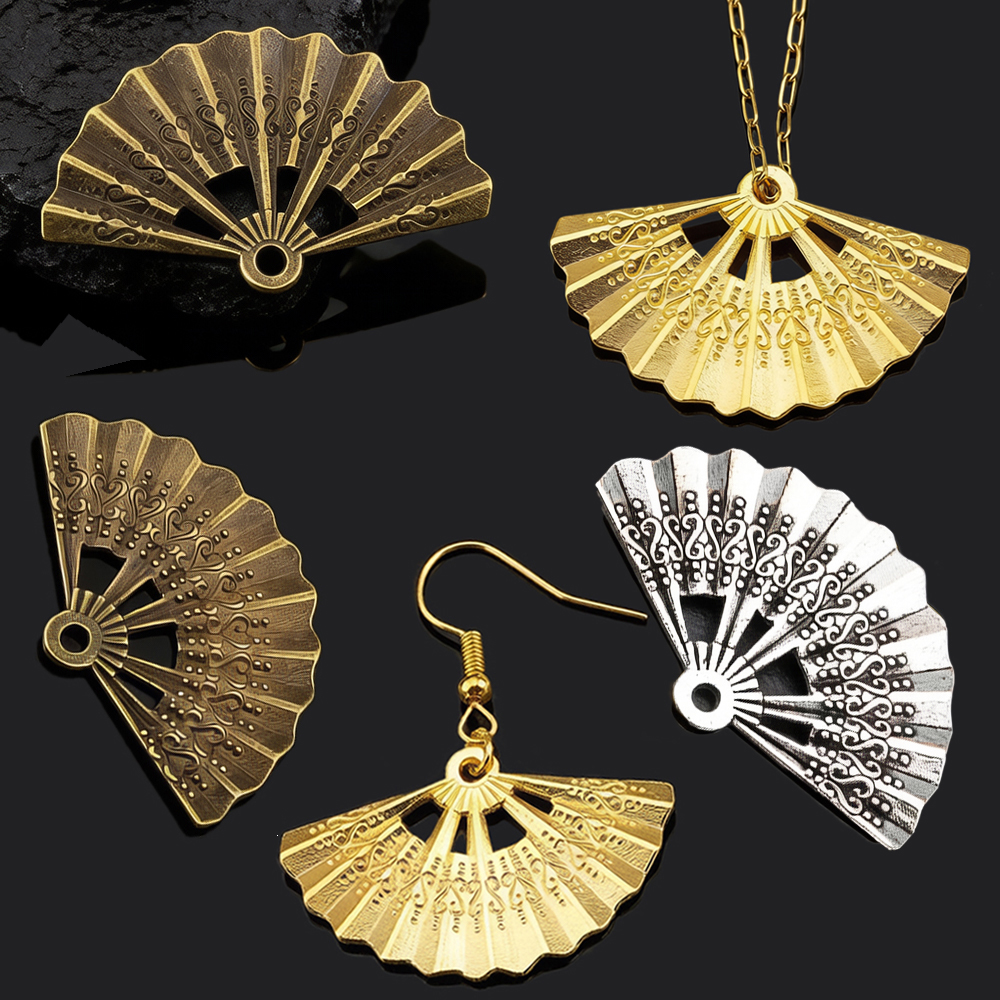 10pcs Vintage Charms Fan 21x33 - Vintage Fashion Earrings ulasan dan harga