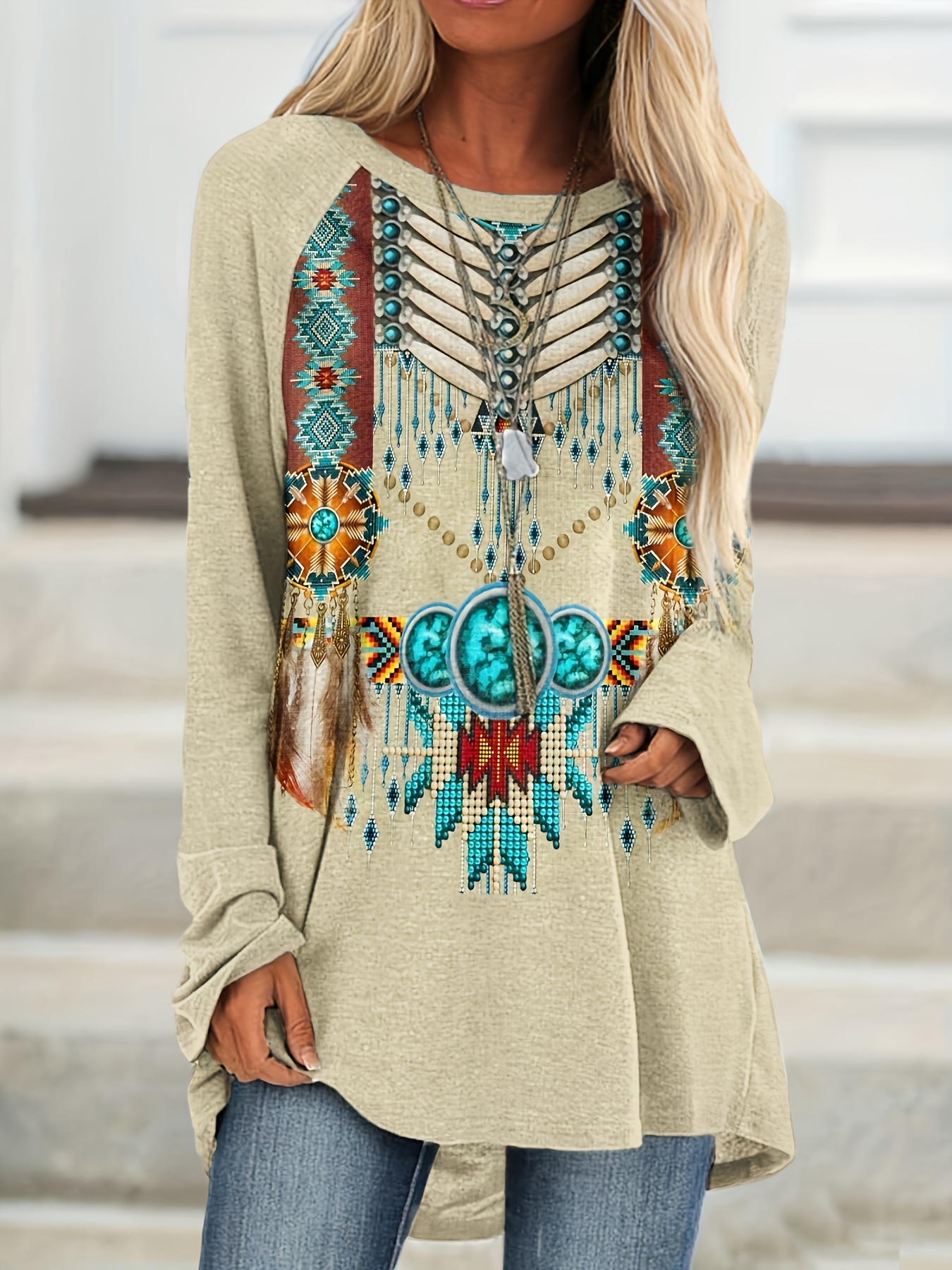 Vintage Print Long Sleeve V-Ne - Vintage Fashion Prints ulasan dan harga