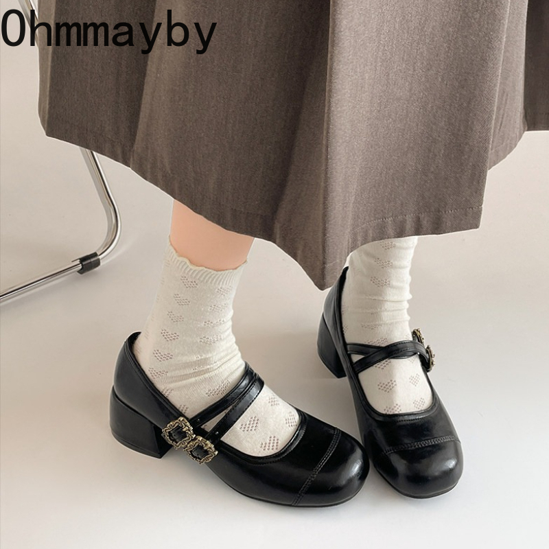 Vintage Thick Heel Women Mary  - Vintage Fashion Prints ulasan dan harga