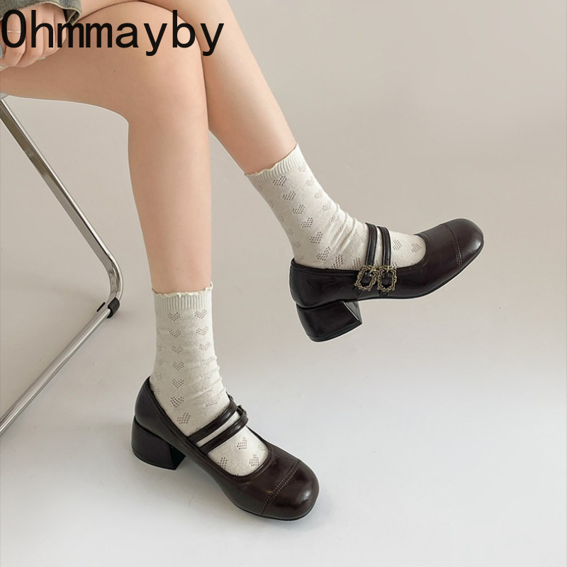 Vintage Thick Heel Women Mary  - Vintage Fashion Prints ulasan dan harga