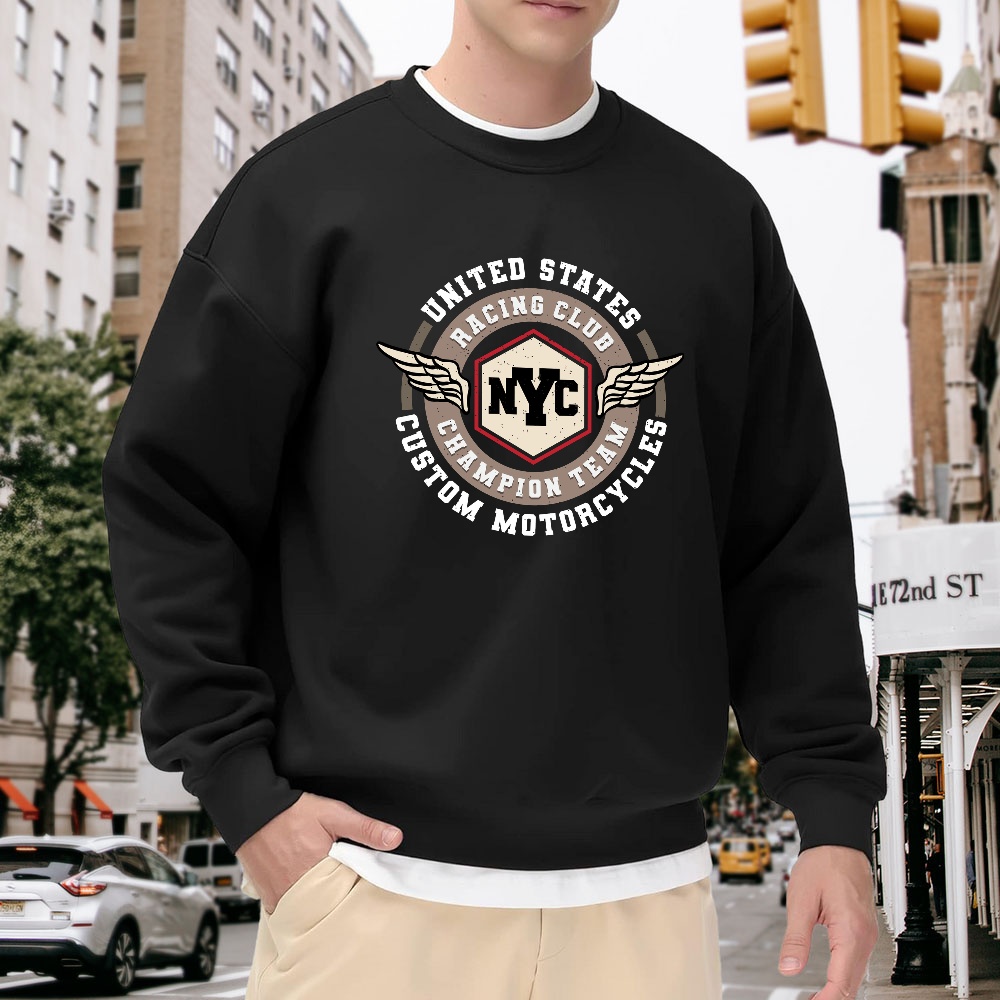 Men's Black Crew Neck Sweatshi - Vintage Fashion Nyc ulasan dan harga