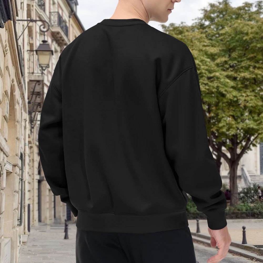 Men's Black Crew Neck Sweatshi - Vintage Fashion Nyc ulasan dan harga