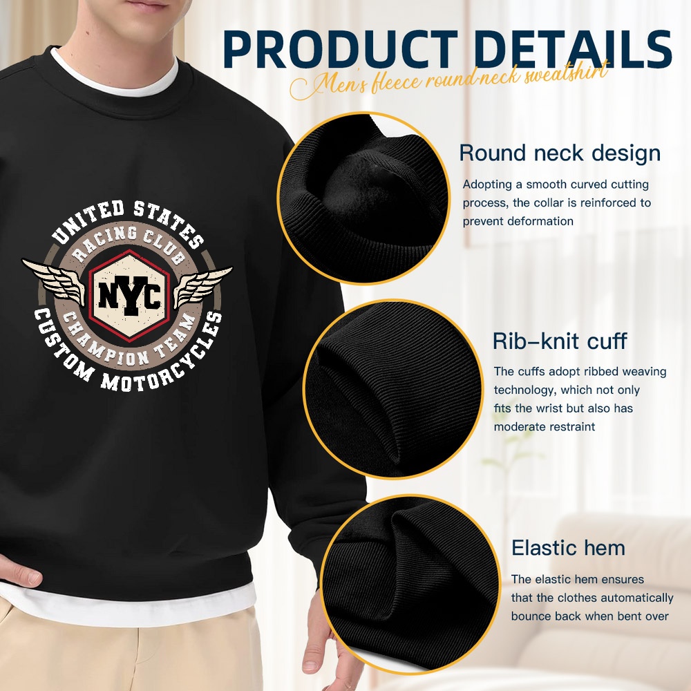 Men's Black Crew Neck Sweatshi - Vintage Fashion Nyc ulasan dan harga