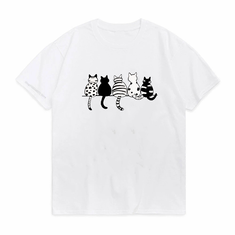 Cat Gang Drawing T-Shirt Women - Vintage Fashion Drawings ulasan dan harga