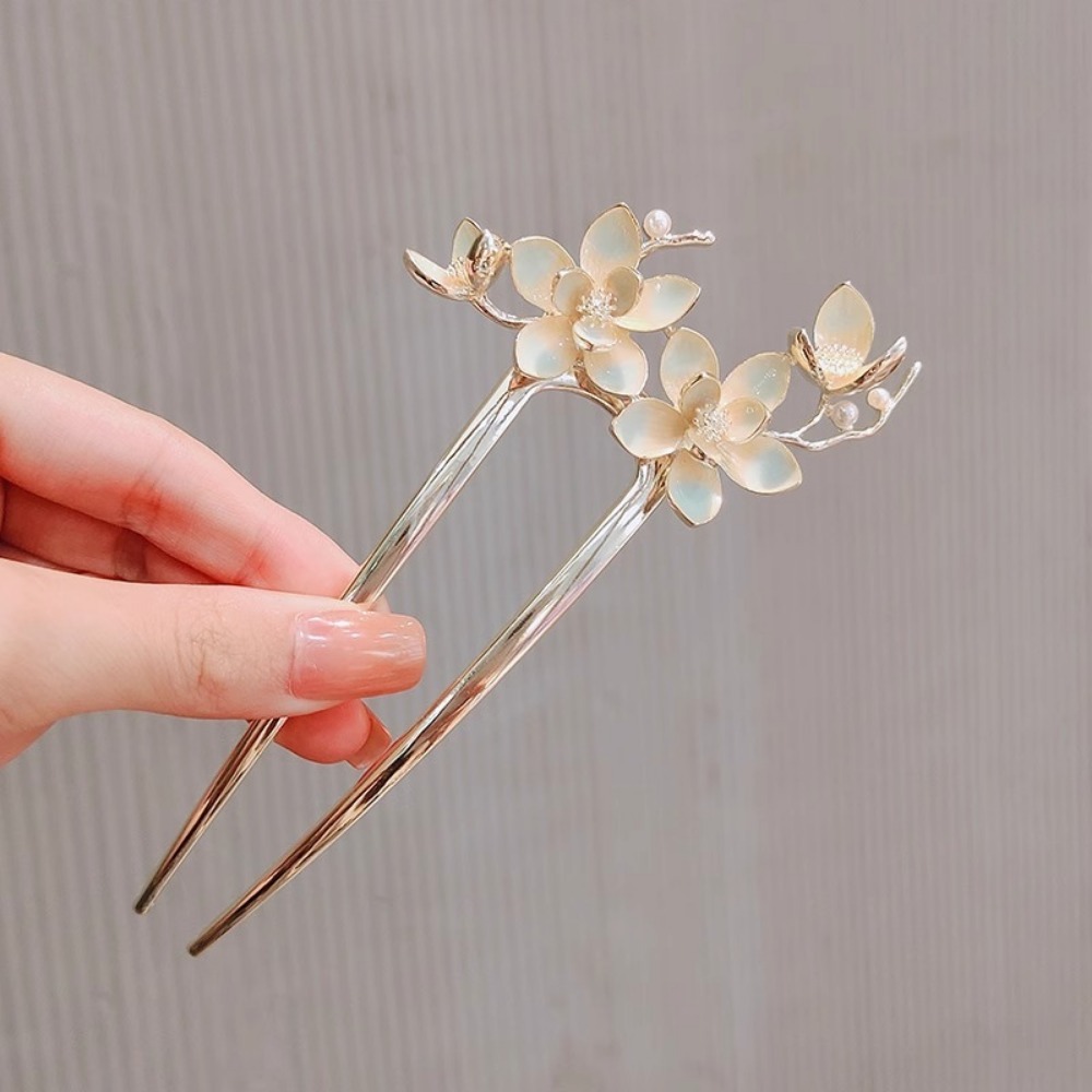 1pc U Shaped Flower Hair Stick - Vintage Fashion Jewelry ulasan dan harga