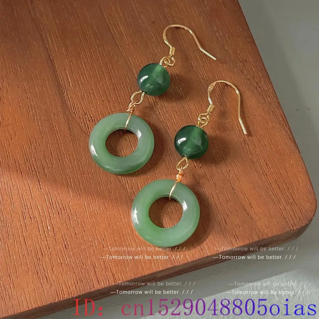 Green Real Jade Ring Earrings  - Vintage Fashion Earrings ulasan dan harga