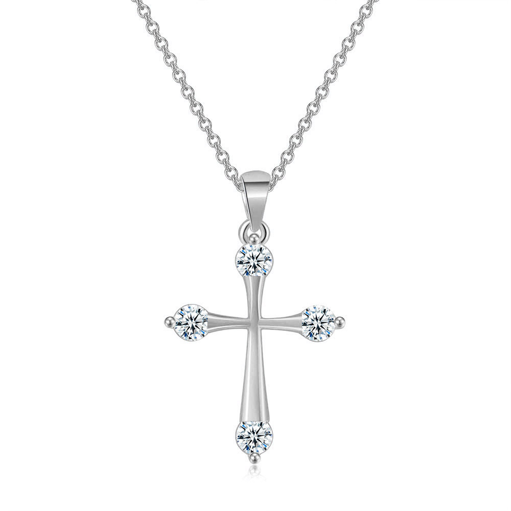 Silver Color Cross Pendant Nec - Vintage Fashion Faire ulasan dan harga