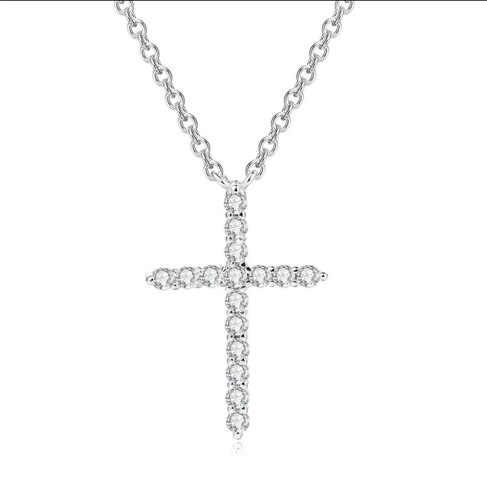Silver Color Cross Pendant Nec - Vintage Fashion Faire ulasan dan harga