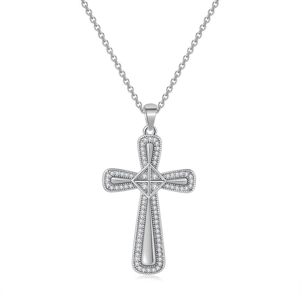 Silver Color Cross Pendant Nec - Vintage Fashion Faire ulasan dan harga