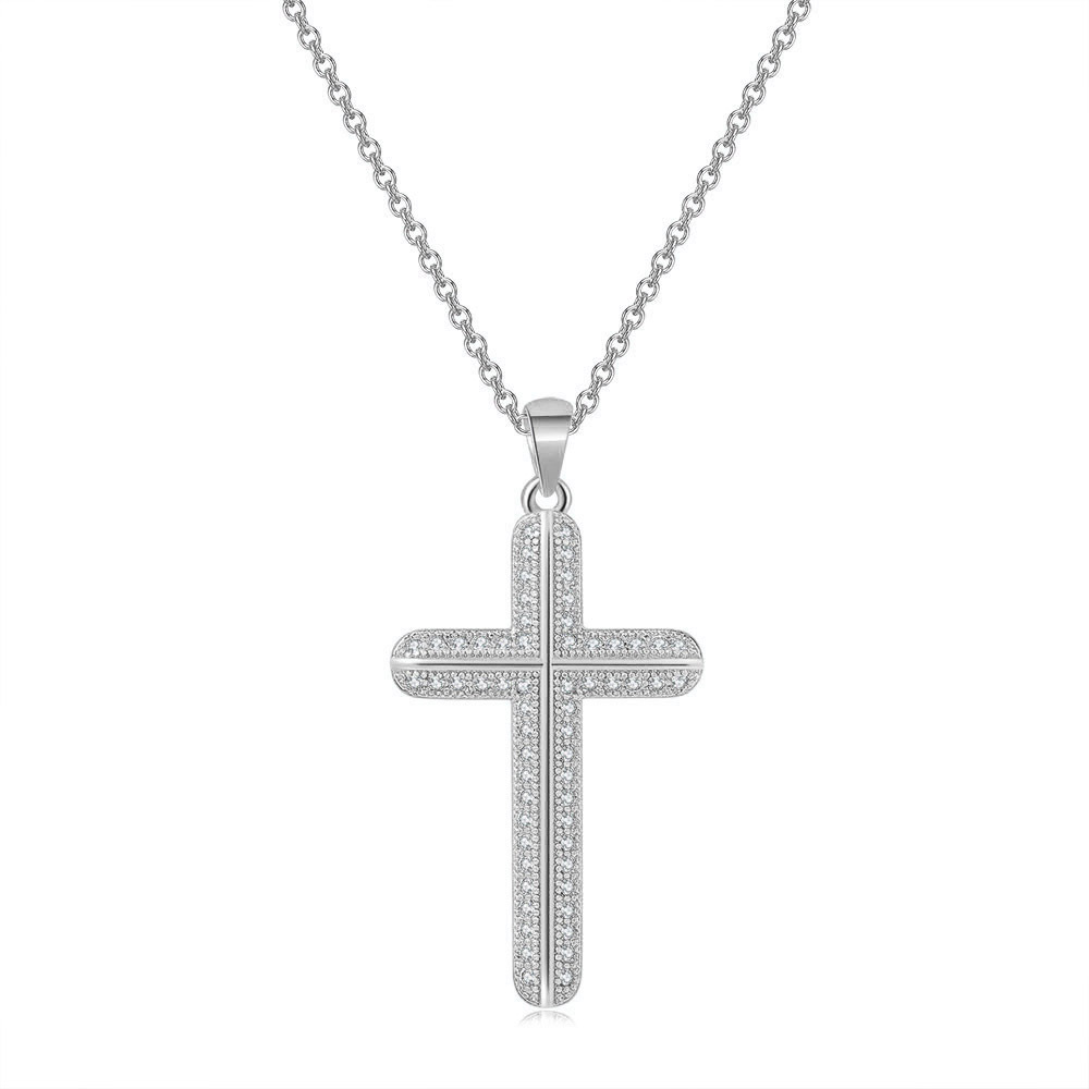 Silver Color Cross Pendant Nec - Vintage Fashion Faire ulasan dan harga