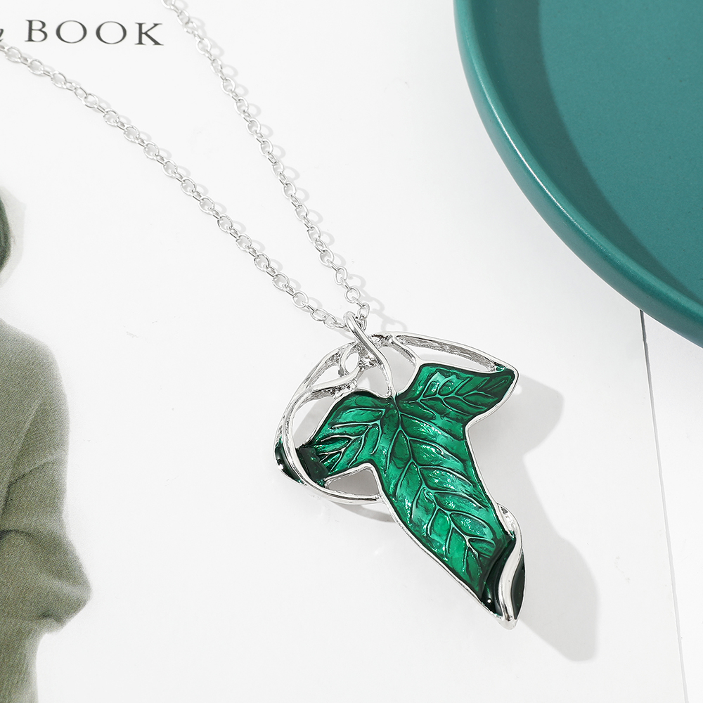 Vintage Green Leaf Pendant Nec - Vintage Fashion Jewelry ulasan dan harga