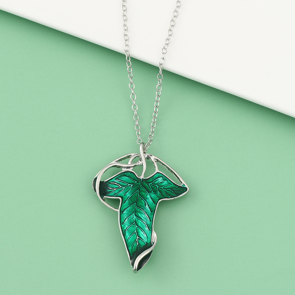 Vintage Green Leaf Pendant Nec - Vintage Fashion Jewelry ulasan dan harga