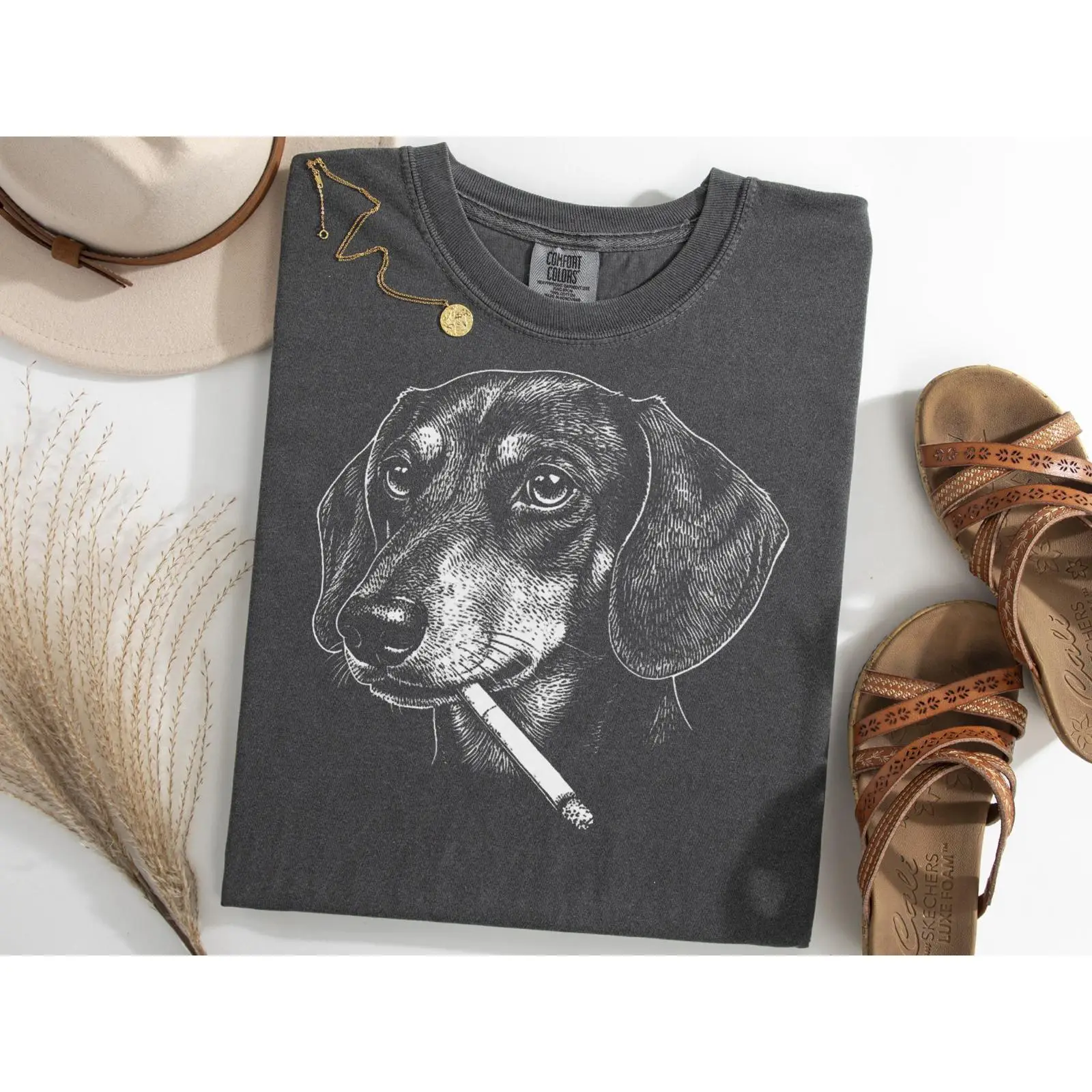 Dachshund Smoking Meme T Shirt - Vintage Fashion Gen Z ulasan dan harga