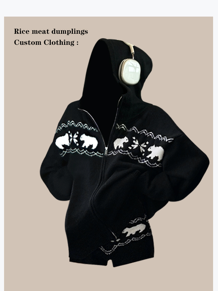 Black Fair Isle Hoodie Women's - Vintage Fashion Faire ulasan dan harga