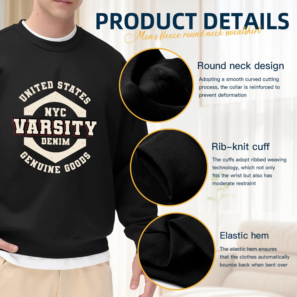 Men's Black Crew Neck Pullover - Vintage Fashion Nyc ulasan dan harga