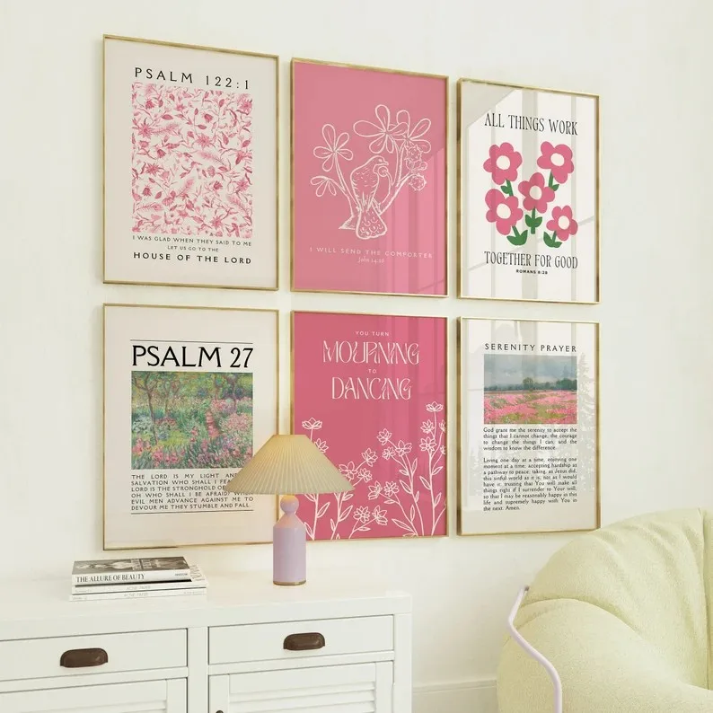 Minimalist Canvas Posters Pink - Vintage Fashion Prints For Wall ulasan dan harga