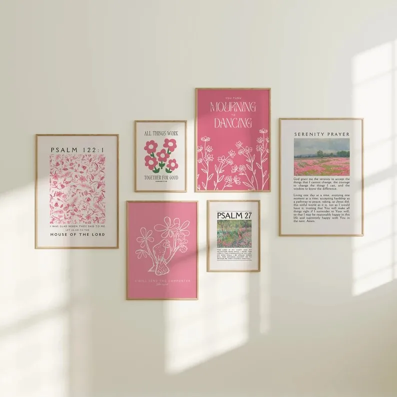 Minimalist Canvas Posters Pink - Vintage Fashion Prints For Wall ulasan dan harga