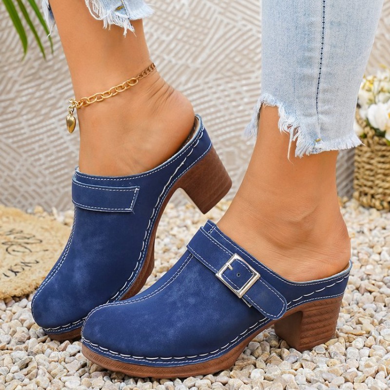 Women's Slip-On Mules Block He - Vintage Old Fashion ulasan dan harga