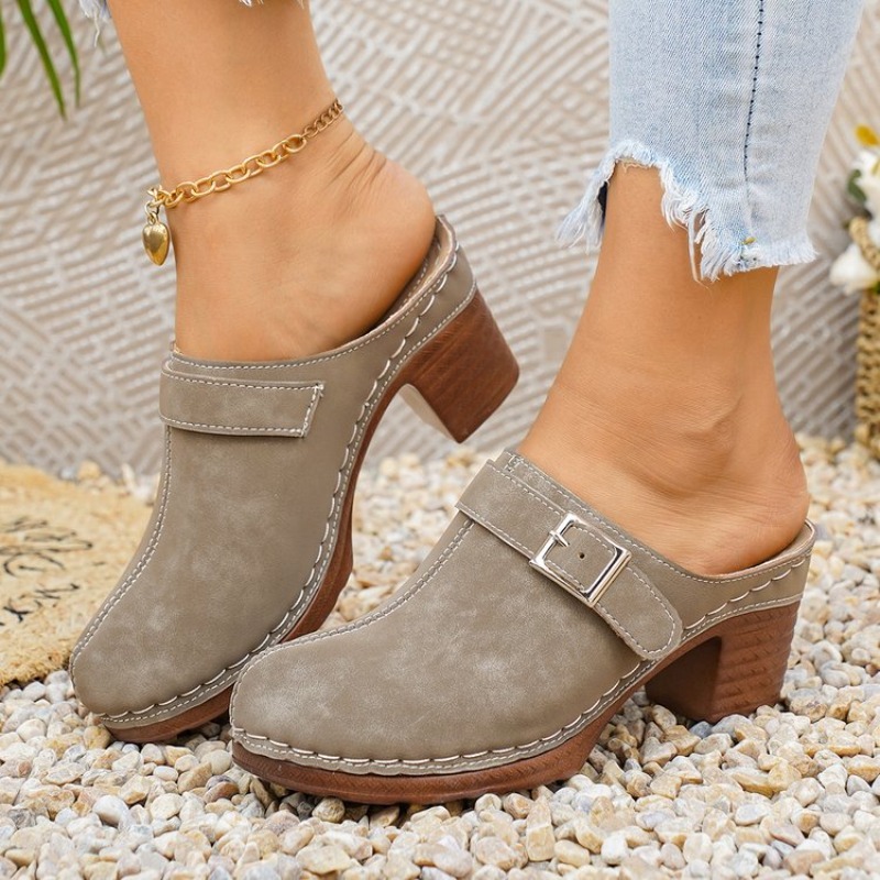 Women's Slip-On Mules Block He - Vintage Old Fashion ulasan dan harga
