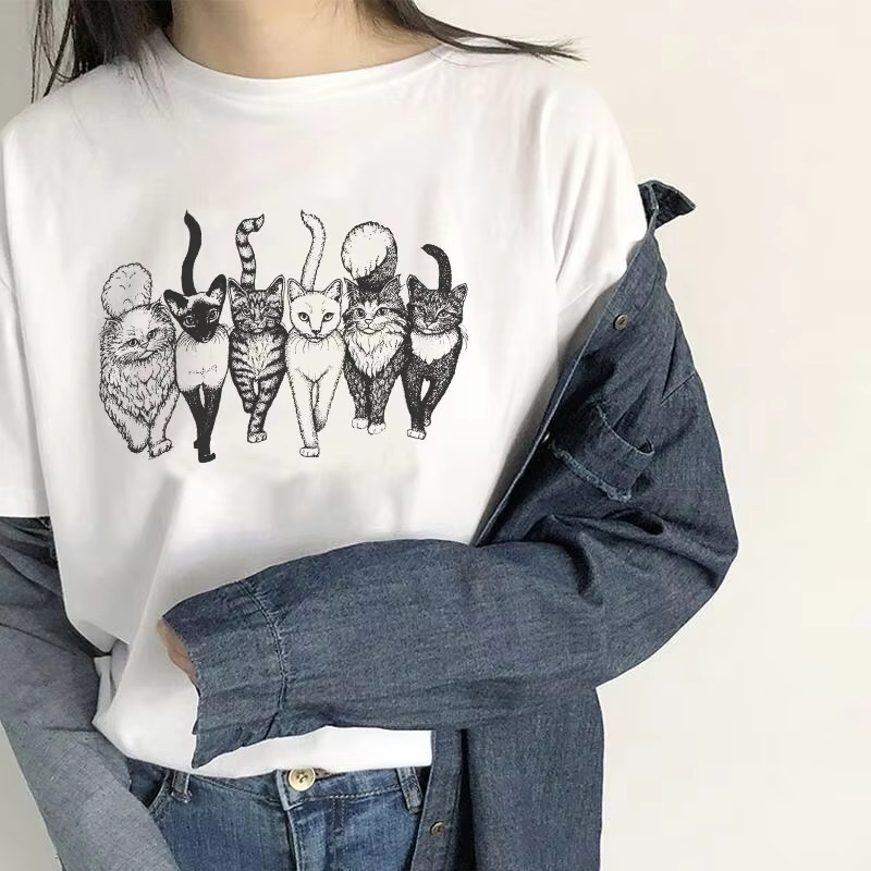 Cat Gang Drawing Women T-Shirt - Vintage Fashion Drawings ulasan dan harga