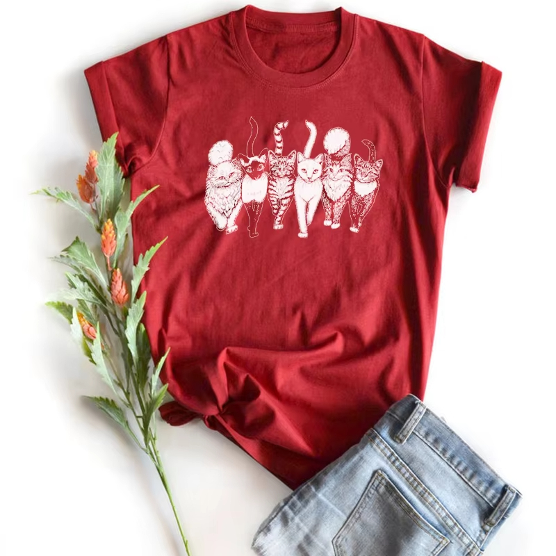 Cat Gang Drawing Women T-Shirt - Vintage Fashion Drawings ulasan dan harga