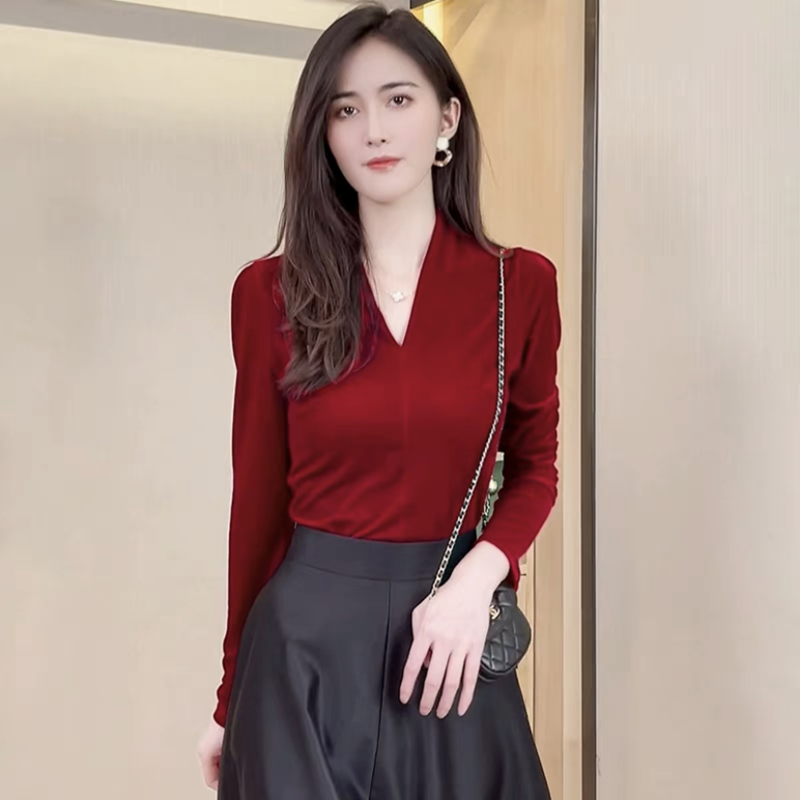 Fashion elegant V-neck long sl - Vintage Fashion Plus Size ulasan dan harga