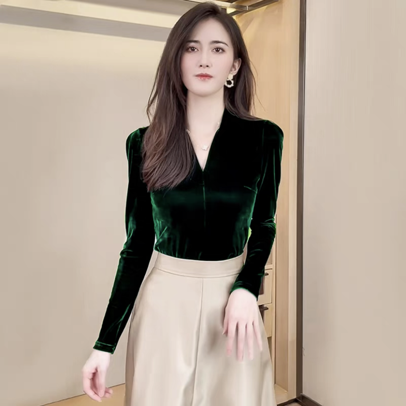 Fashion elegant V-neck long sl - Vintage Fashion Plus Size ulasan dan harga