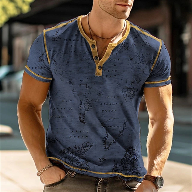 Men's Henry Shirts Funny 3D Pr - Vintage Fashion Prints ulasan dan harga