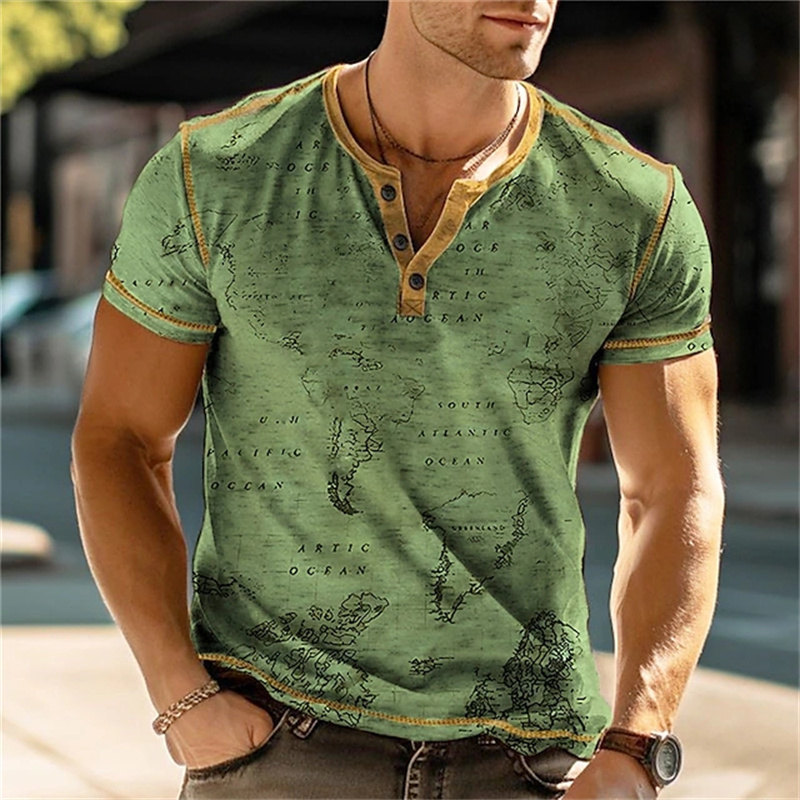 Men's Henry Shirts Funny 3D Pr - Vintage Fashion Prints ulasan dan harga