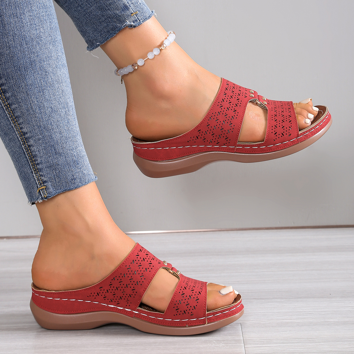 2026 Summer Women Wedge Slippe - Vintage Old Fashion ulasan dan harga