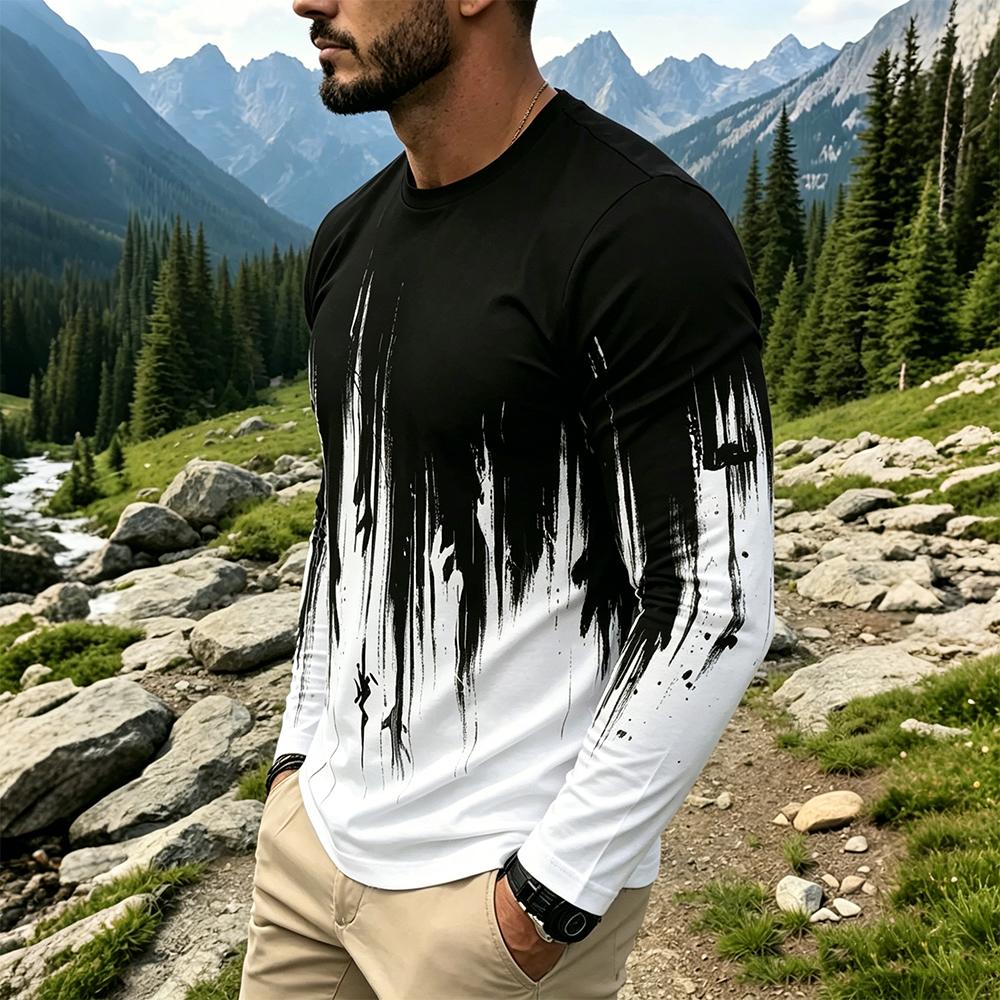 Men's Gradient Ink Splash Long - Vintage Fashion Prints ulasan dan harga