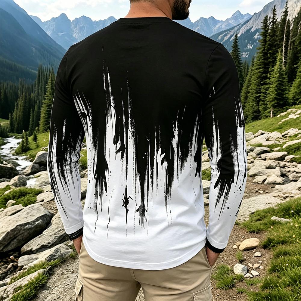 Men's Gradient Ink Splash Long - Vintage Fashion Prints ulasan dan harga