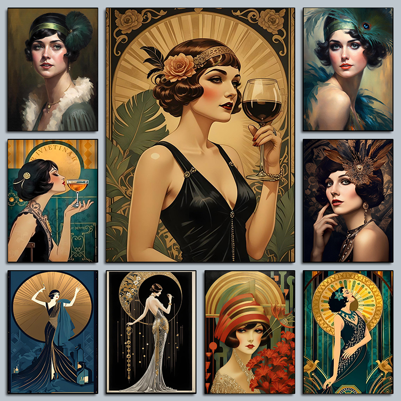 Vintage Flapper Girl Poster 19 - Vintage Fashion Prints For Wall ulasan dan harga
